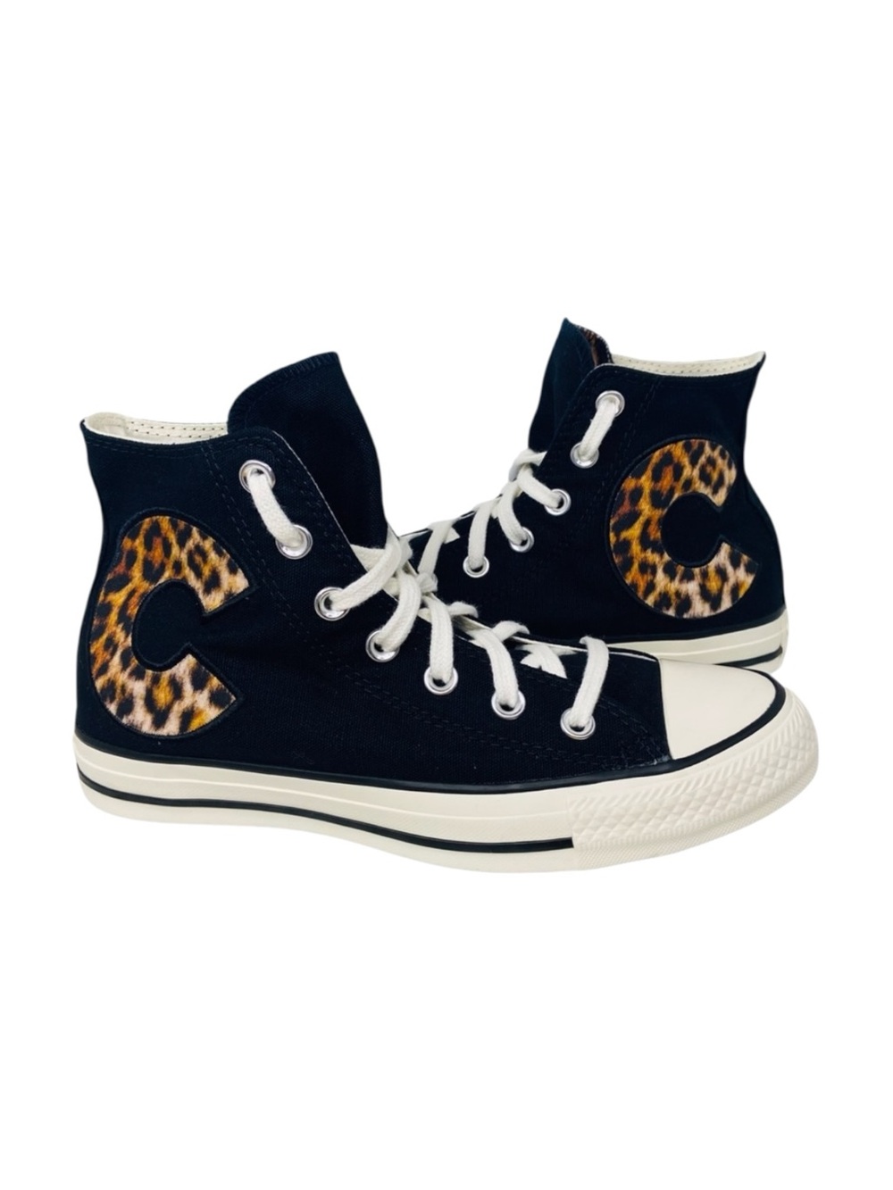 Converse Chuck Taylor All Star Womans 7 Hi Top Leopard Shoes Black